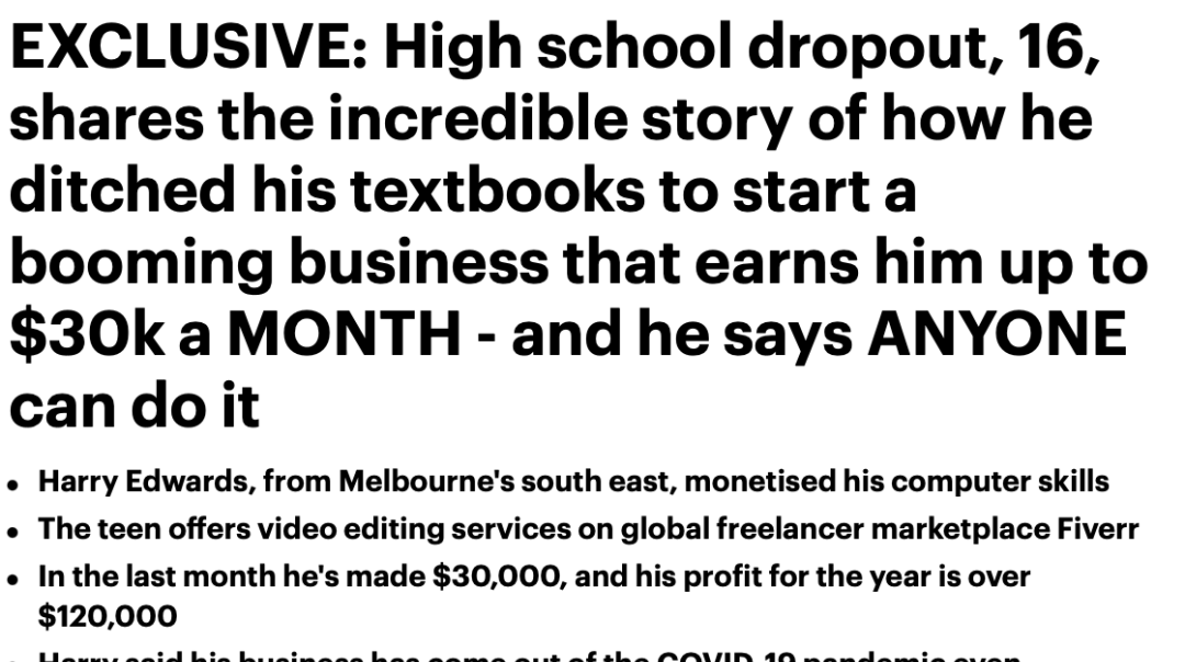 16岁就开始做点小生意（澳洲小伙高中创业月入12万）